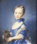 PERRONNEAU, Jean-Baptiste A Girl with a Kitten Germany oil painting reproduction